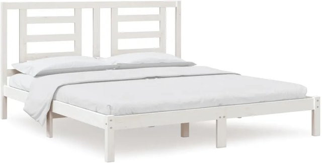 vidaXL Massivholzbett aus Kiefer in Weiß, Super King Size, B/T/H: 180 x 200 x 185,5 cm - Bild 1