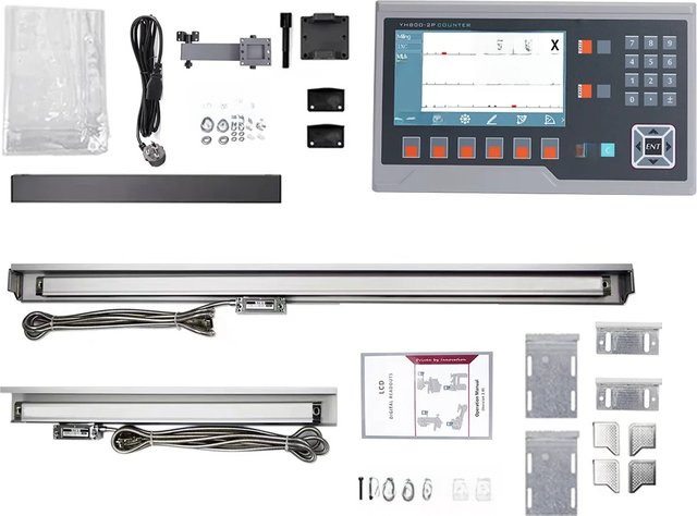 YHSINO Digitales Linearsatz-Set für CNC-Fräsmaschinen, YH800 LCD DRO Kit KA300, Farbe: Silber, Messbereich: 120 mm bis 1020 mm - Bild 1