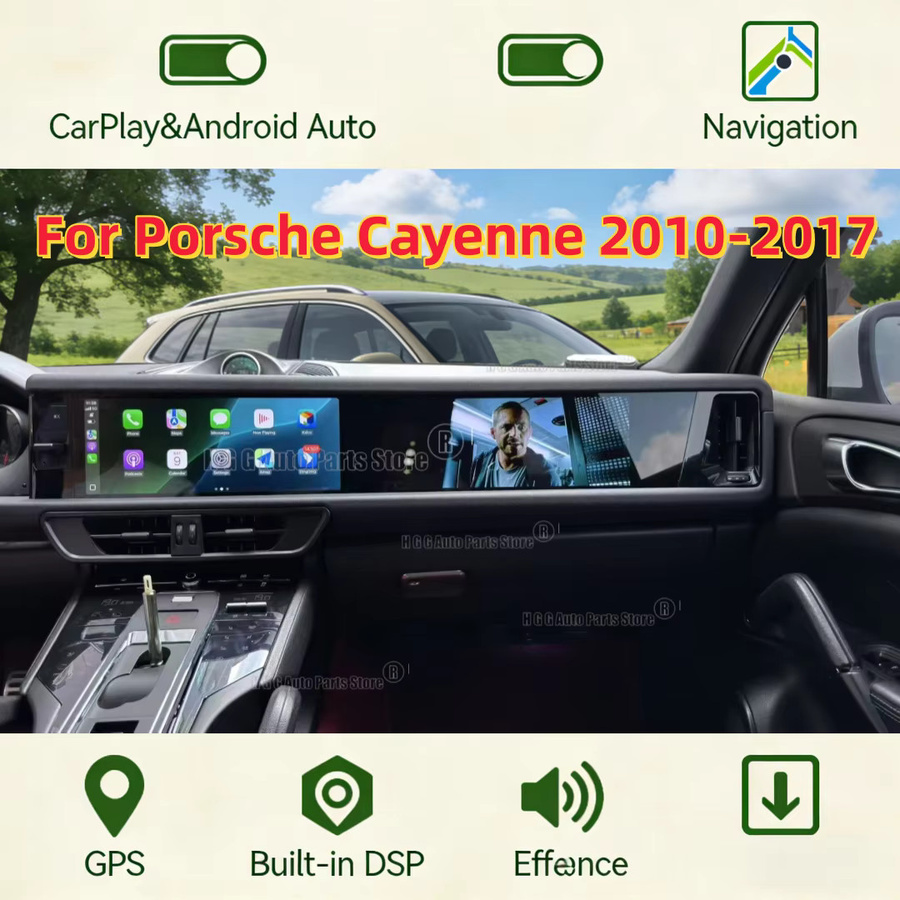 YANFU Dual Screen Android Autoradio mit Navigation und Carplay für Porsche Cayenne 2010-2017, Schwarz, 12,3 Zoll + 12,3 Zoll - Bild 5