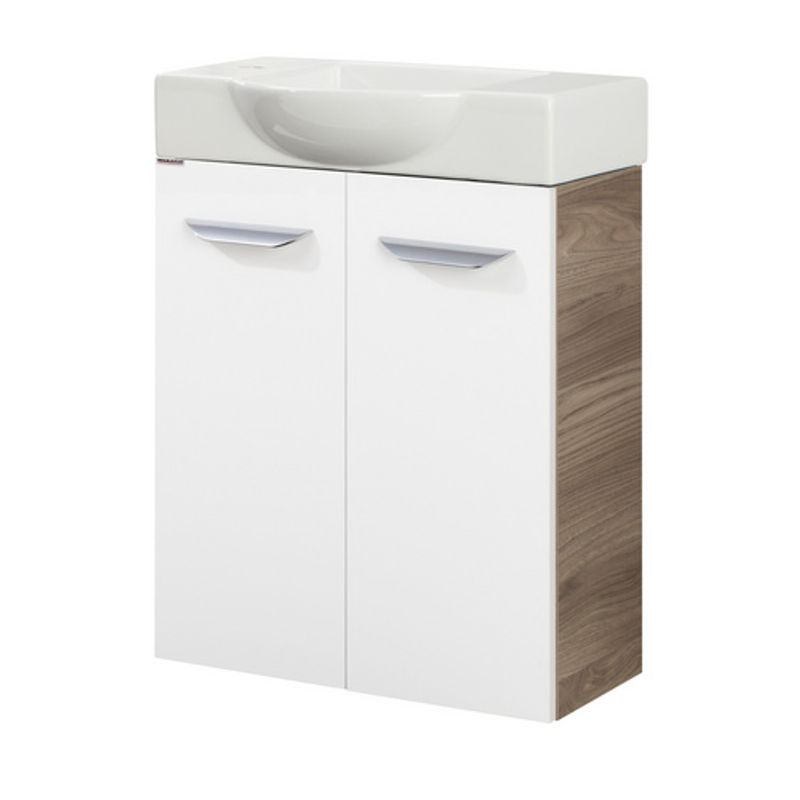Fackelmann Waschbeckenunterschrank SBC Gäste Bad Steinesche Weiss Hochglanz B/H/T: 52 x 60 x 24,3 cm - Bild 3