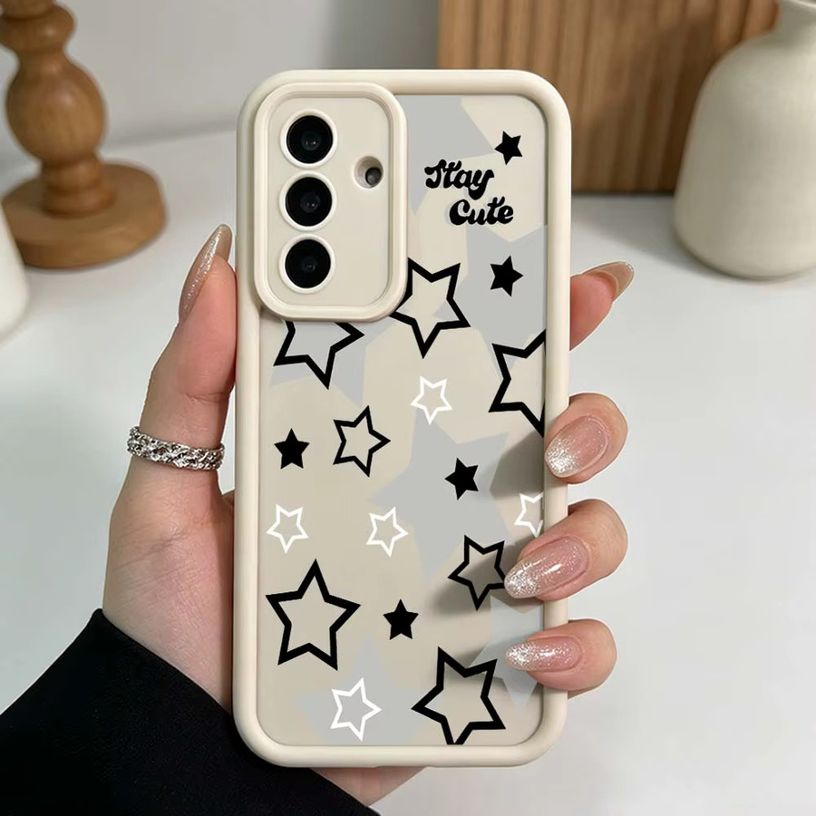 Eye Ladder Handyhülle mit schwarzen Sternen für Samsung Galaxy A71 A57 A56 A55 A54 A53 A52s A51 A40 A17 A16 A06 - Bild 2