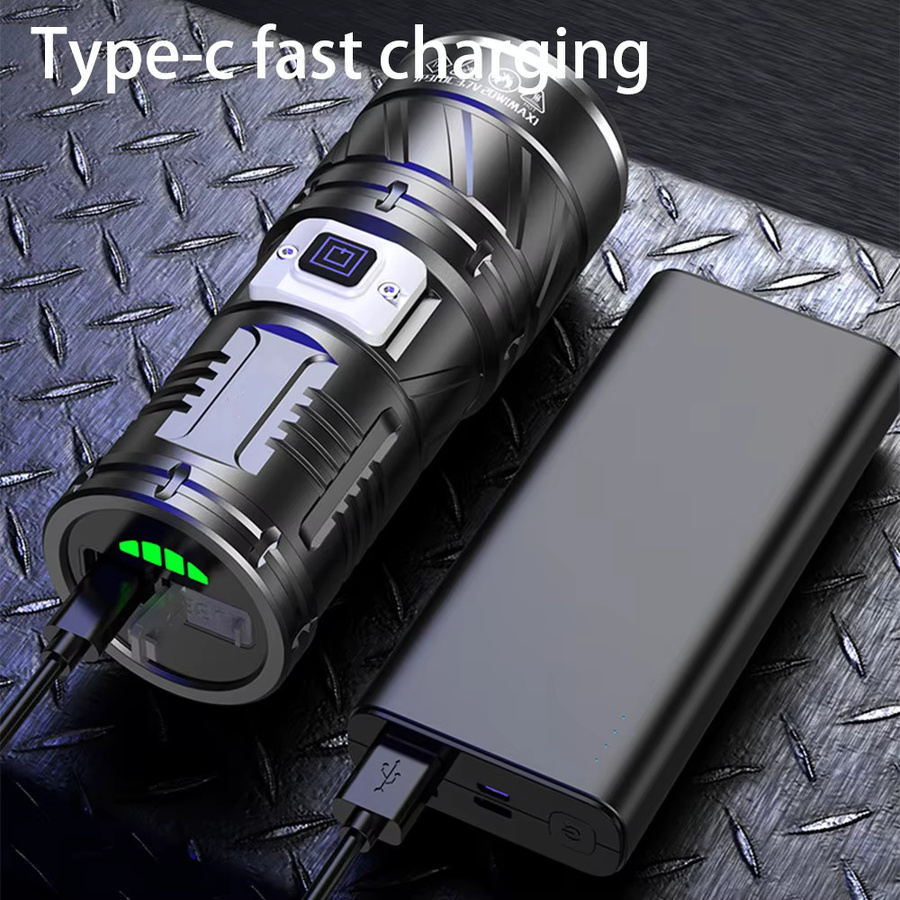 KENSUN Hochleistungs-LED-Taschenlampe aus Aluminium, USB wiederaufladbar, taktische Outdoor-Taschenlampe mit großer Reichweite - Bild 3