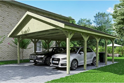 SKANHOLZ Carport Wallgau in Grün, B/T: 620 x 750 cm, Firsthöhe: 354 cm, imprägniert - Bild 1
