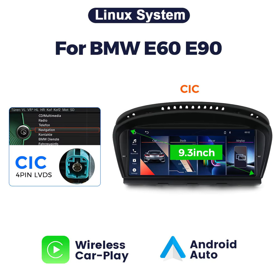 MEKEDE Auto-Multimedia-System mit 9,3 Zoll QLED Touchscreen für BMW 3er und 5er Serie (2005-2012), Linux-System mit GPS und kabellosem Carplay, Schwarz - Bild 8