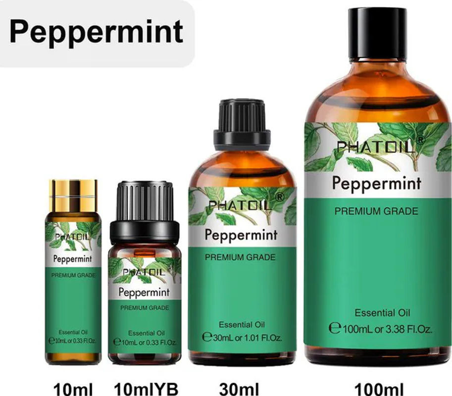 PHATOIL Pfefferminz Ätherisches Öl zur Aromatherapie in braunen Glasflaschen, erfrischend für Diffusor, Massage und Kerzenherstellung, 10 ml, 30 ml oder 100 ml - Bild 1