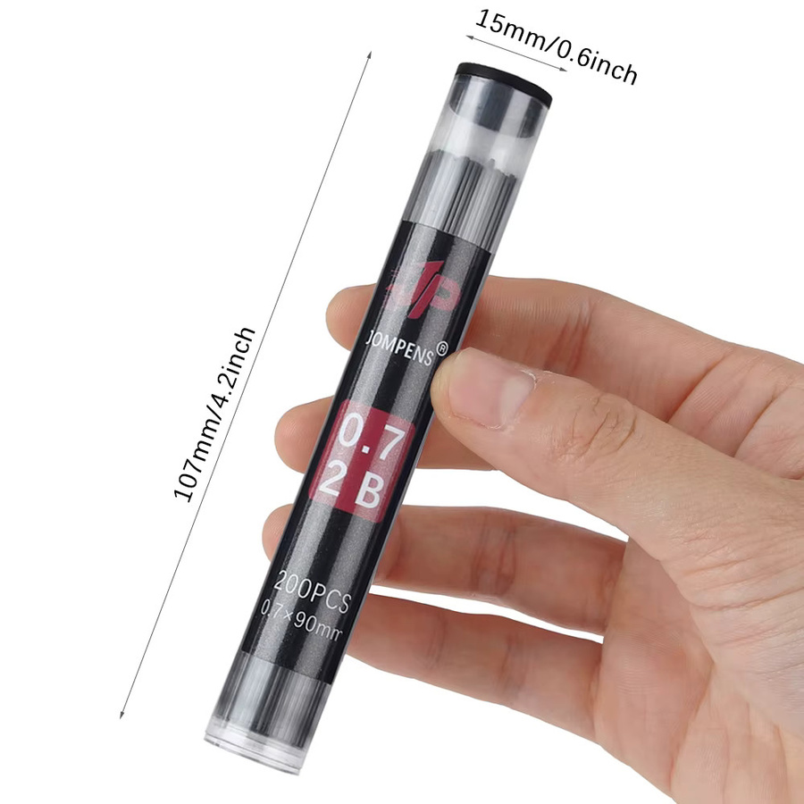 MROOFUL Runde Stiftminen 2B in Schwarz für Druckbleistifte, Großpackung mit 0.5 mm, 0.7 mm, 0.9 mm, 1.3 mm und 2.0 mm zum Zeichnen und Schreiben - Bild 2
