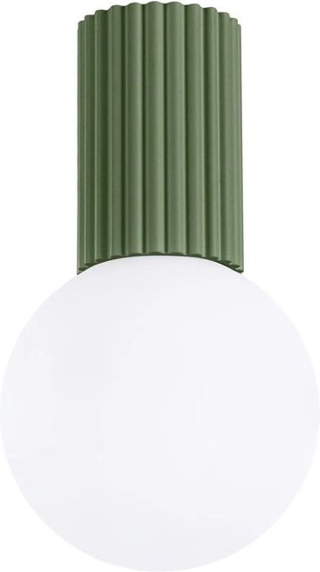 Licht-Erlebnisse Badlampe Decke Kugelschirm IP44 aus Glas und Aluminium in Weiß und Grün, Durchmesser: 12 cm - Bild 1
