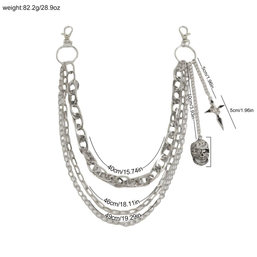 OKINGHL Hosenkette, Edelstahl, Silber, Totenkopf, Unisex - Bild 4