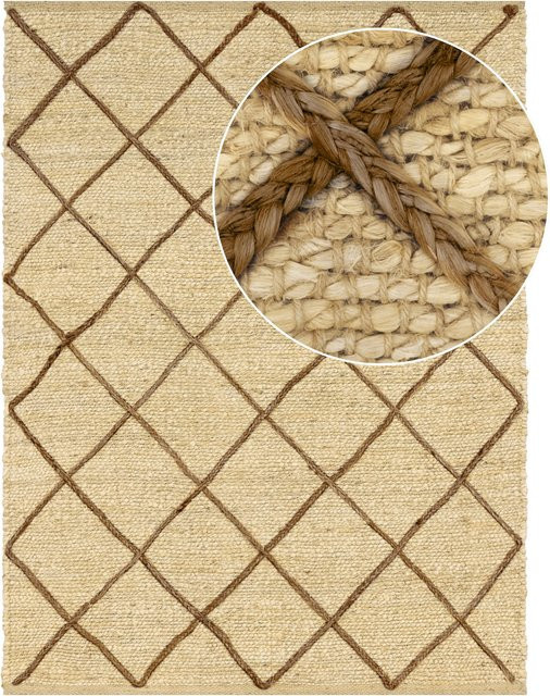 Jute-Teppich Sakira in Creme und Beige mit Rautenmuster, B/T: 160 x 230 cm - Bild 1