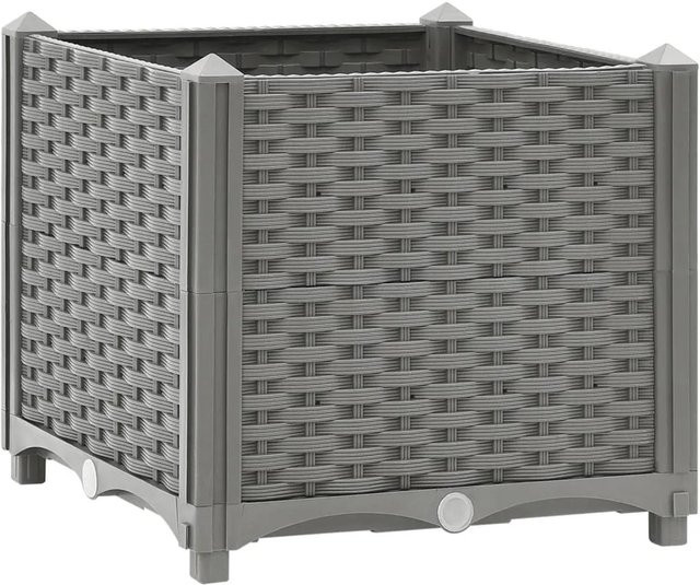 furnicato Hochbeet in Rattan-Optik aus Polypropylen, Grau, B/T/H: 40 x 40 x 38 cm - Bild 1
