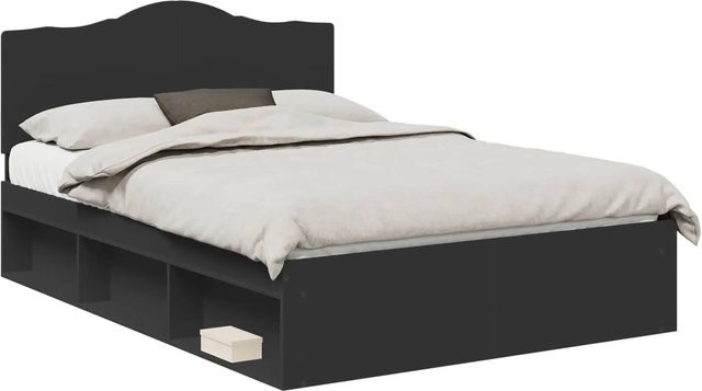 vidaXL Bettrahmen aus massivem Kiefernholz in Schwarz, modern, B/T/H: 160 x 200 x 163 cm - Bild 1