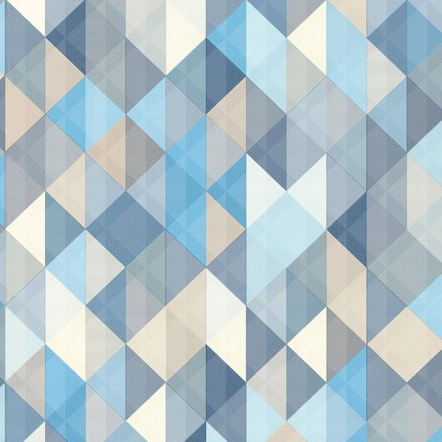 Profhome Grafik Tapete Geometrisch Matt in Blau Grau Beige, Vlies, Breite: 0,53 m, Länge: 10,05 m - Bild 1