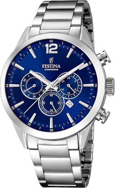 Festina Chronograph, Quarz, Edelstahl, Blau, 44 mm, Herren - Bild 1