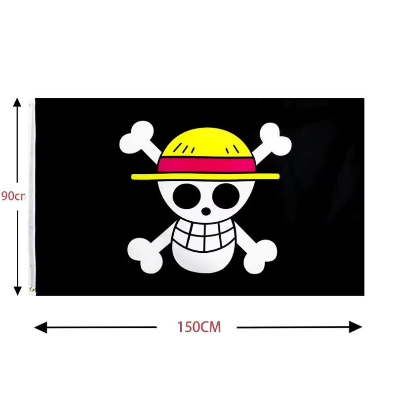 Bandai One Piece Piratenflagge Wanddekoration mit Totenkopf, B: 150 cm, H: 90 cm - Bild 5