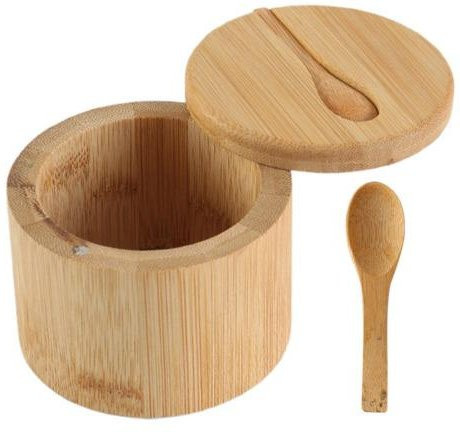Eleanoss Salzstreuer aus Bambus in Braun mit magnetischem Schwenkdeckel zur Aufbewahrung von Salz, Pfeffer, Zucker oder Kräutern - Bild 1