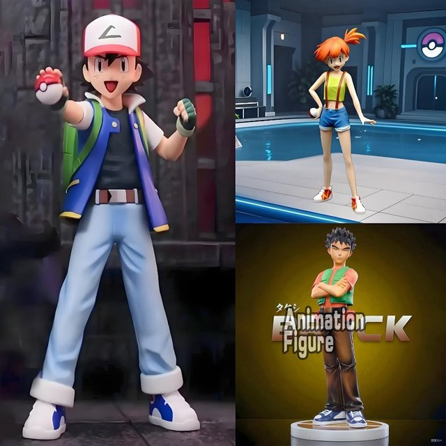 Bandai Pokémon Ash Ketchum Brock Misty, Actionfiguren, 13-15cm - Bild 1