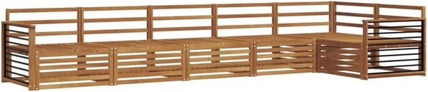 vidaXL Outdoor-Sofagarnitur 6-teilig aus Massivholz Akazie in Braun, L-Form mit Armlehnen