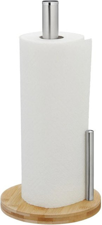 Relaxdays Küchenrollenhalter aus Bambus und Edelstahl in Natur und Silber, B: 33 cm, T: 16 cm