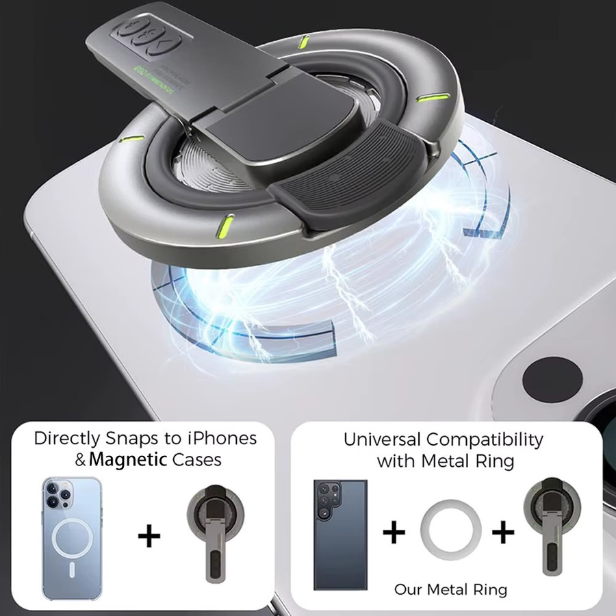 Magnetischer Fingerring und tragbarer Smartphone-Halter mit 360 Grad Rotation, universeller Desktop-Telefonständer in Weiß - Bild 4