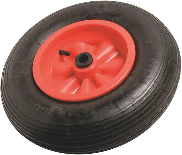 OBI Luftrad mit Kunststofffelge und Rillenprofil, Durchmesser: 400 mm, Tragkraft: 200 kg, Rot-Schwarz - Bild 1