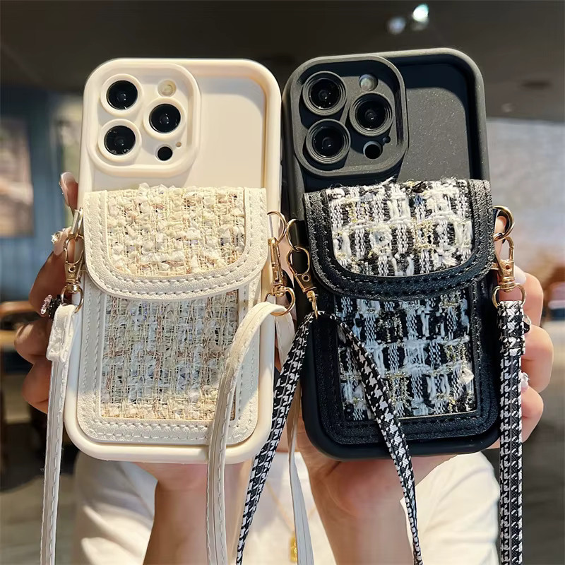 Xiaomi Umhängetasche mit Lanyard und Weave-Brieftasche als Handyhülle in Weiß für Mi 10 10i 10S 10T 11i 11 12 12S 12T 12X 13 Pro Lite - Bild 2