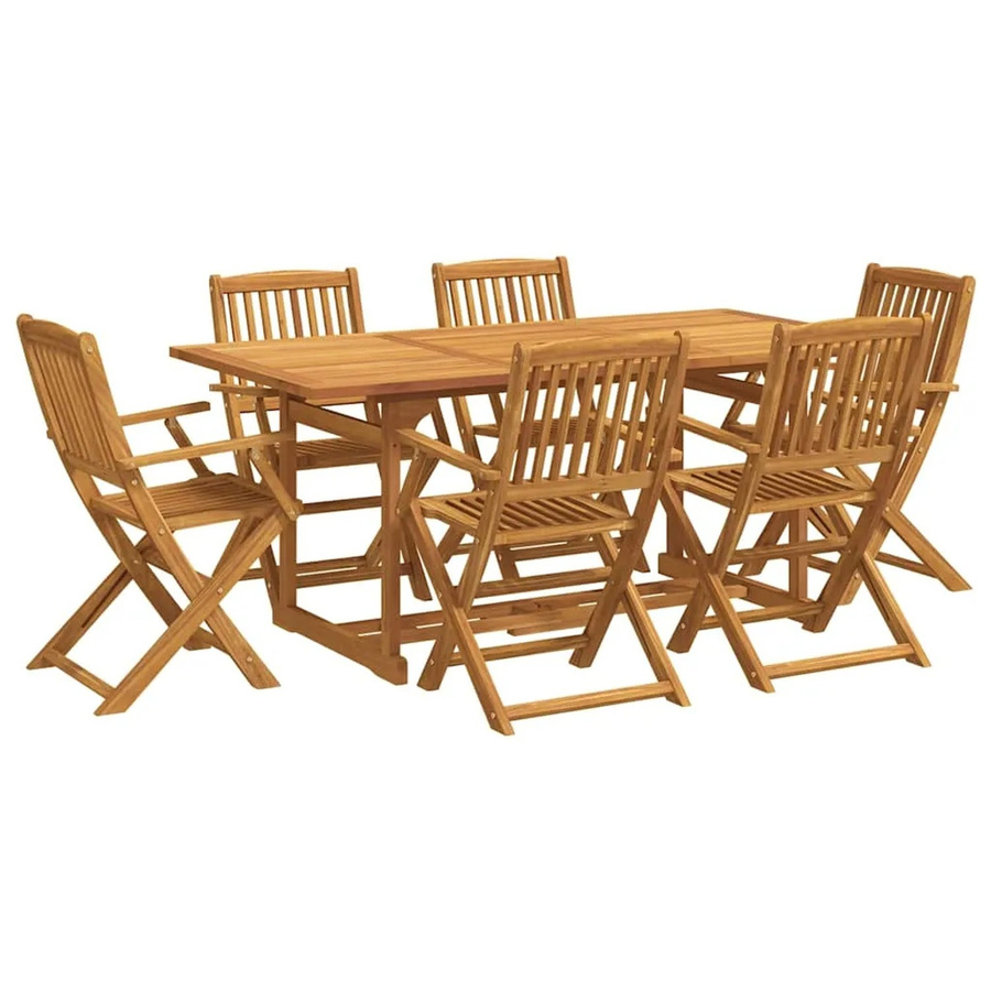 vidaXL 7-teilige Garten-Essgruppe aus Akazien-Massivholz in Braun, B/T/H: 180 x 90 x 75 cm - Bild 2