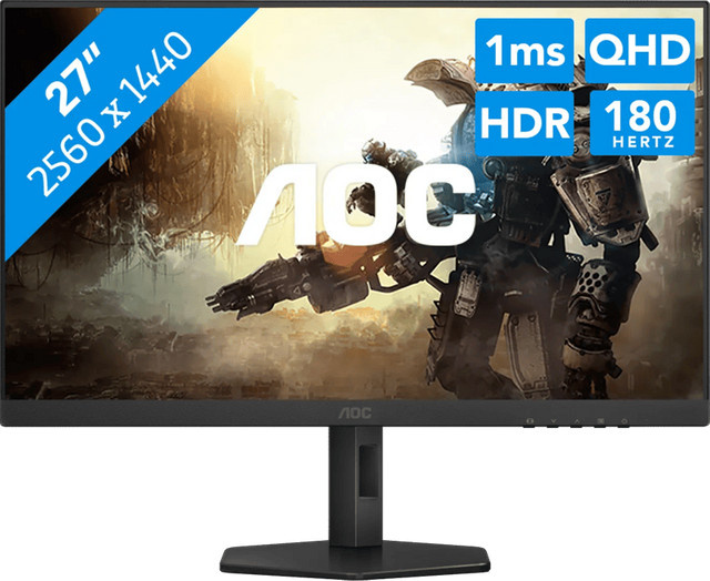 AOC Q27G4XF Gaming-Monitor mit 27 Zoll IPS-Panel, QHD 1440p, 180 Hz, Schwarz - Bild 1