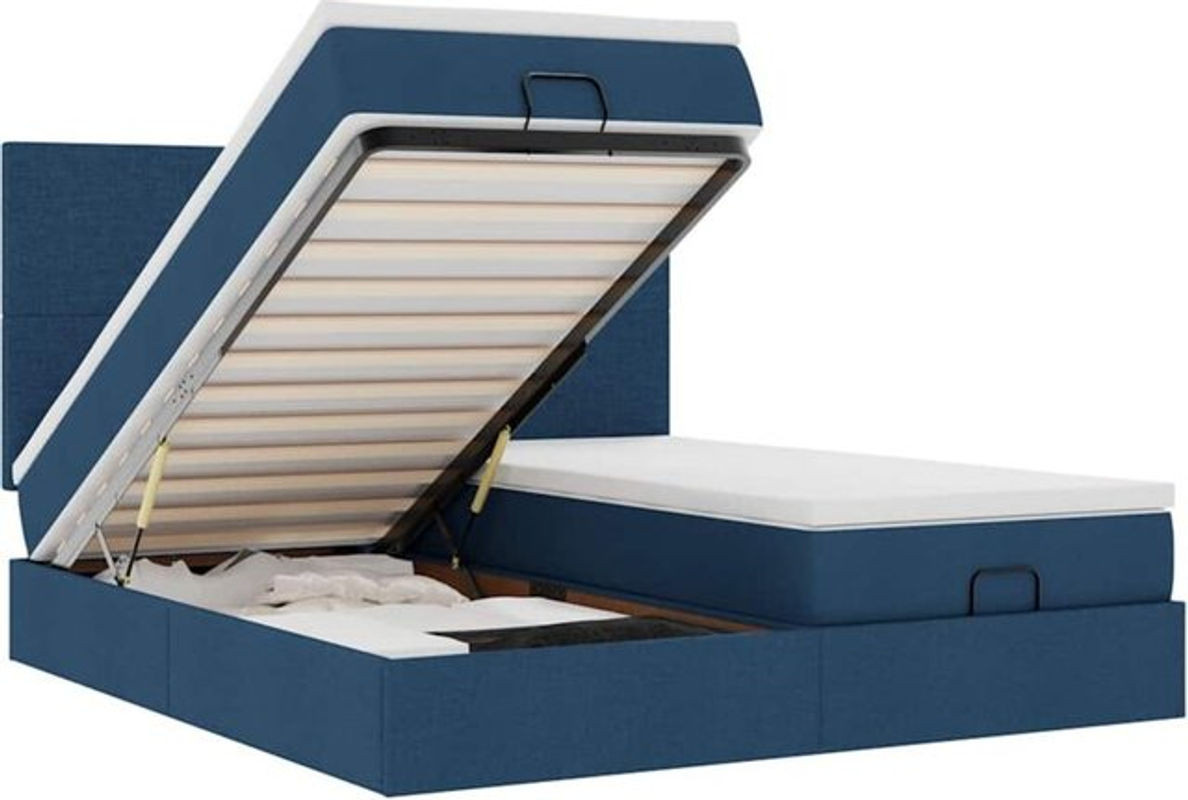 vidaxl Ottoman Polsterbett mit Matratzen und LED-Beleuchtung in Blau, B/T/H: 180 x 200 x 128 cm - Bild 1