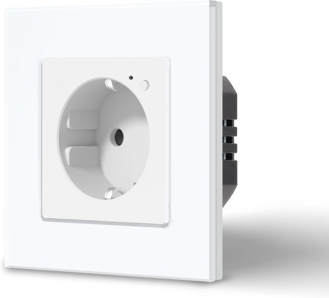 BSEED E-Serie WLAN-Smart-Steckdose mit weißem Glasrahmen, kompatibel mit Tuya App, Google Assistant und Alexa, EU-Standard - Bild 1