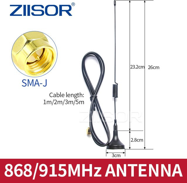 ZIISOR Meshtastic LoRa-Antenne 868 MHz und 915 MHz mit 4 dBi Verstärkung, magnetische Montage, SMA-Stecker, Schwarz - Bild 1