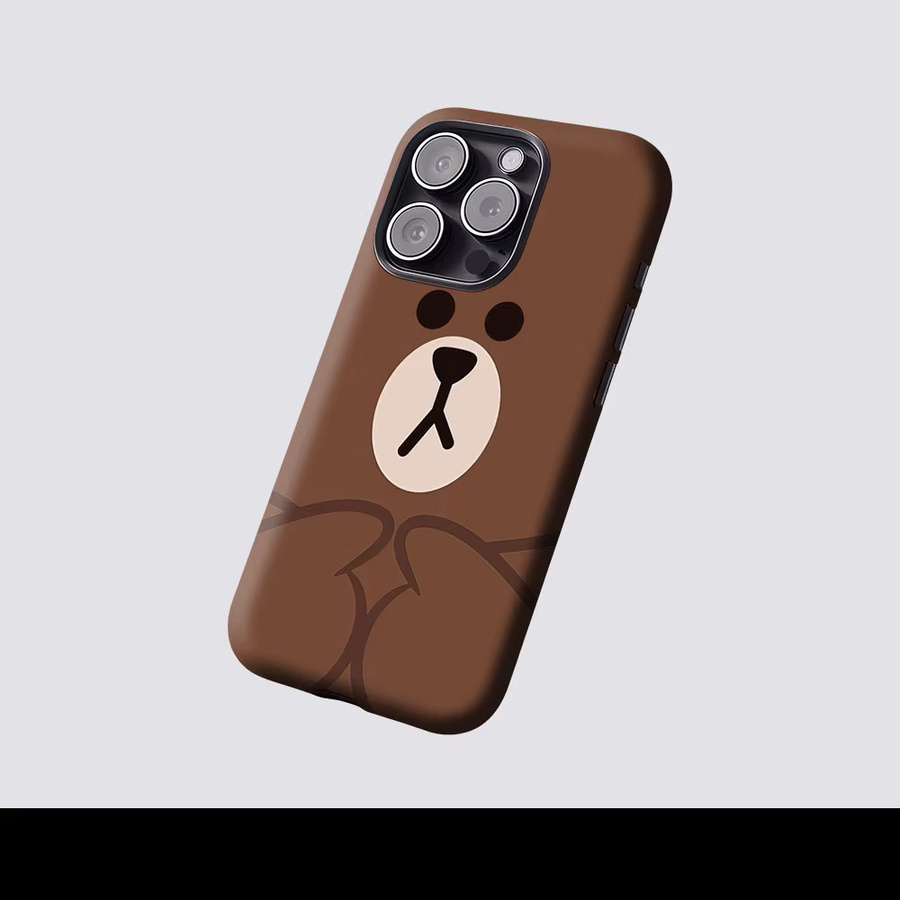Aurbe 2-in-1 MagSafe Hülle mit mattem Schutzfilm für iPhone 17 16 15 14 Plus Pro Max, stoßfeste Hartschale mit Braunbär-Design, Braun - Bild 2