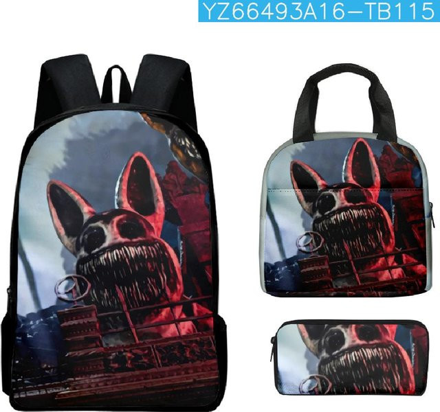 Zoonomaly 3D-Druck Schulranzen-Set für Schüler mit Laptop-Rucksack, Brotdose und Federmäppchen in Multicolour aus Polyester - Bild 1