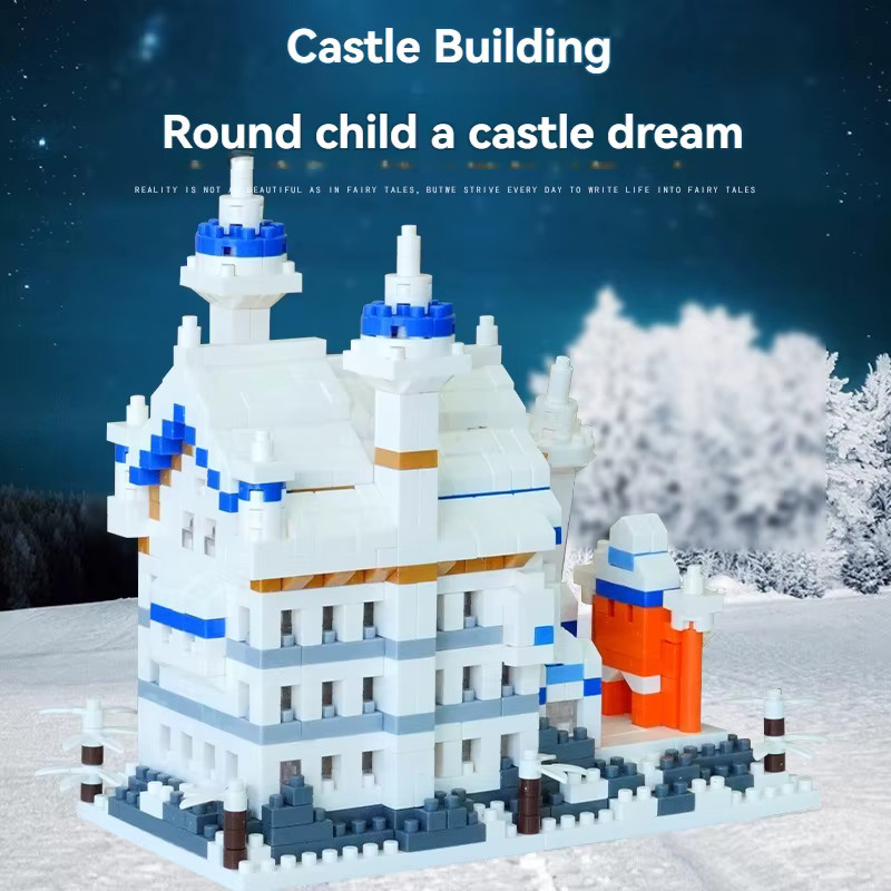 HUATEC Architektur-Schwanenschloss-Bausteine, Mikroblöcke, Fantasy, Weiß, ab 6 Jahre - Bild 3