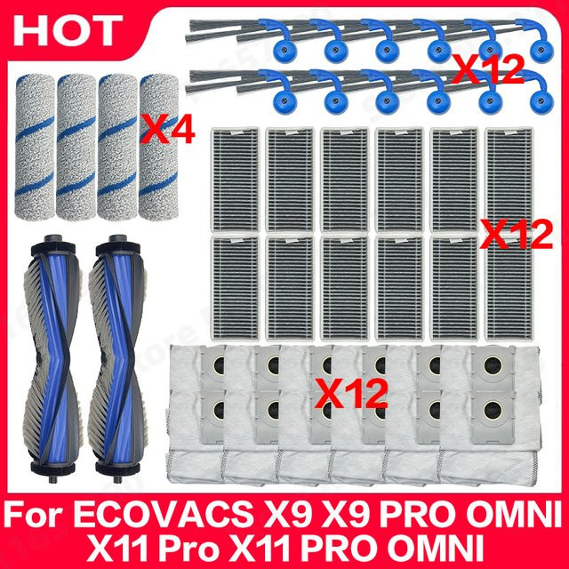 Ecovacs Ersatzteil-Set mit Hauptseitenbürste, Hepa-Filter und Staubbeuteln in Multicolour für X9 X9 PRO OMNI und X11 Pro X11 PRO OMNI - Bild 1
