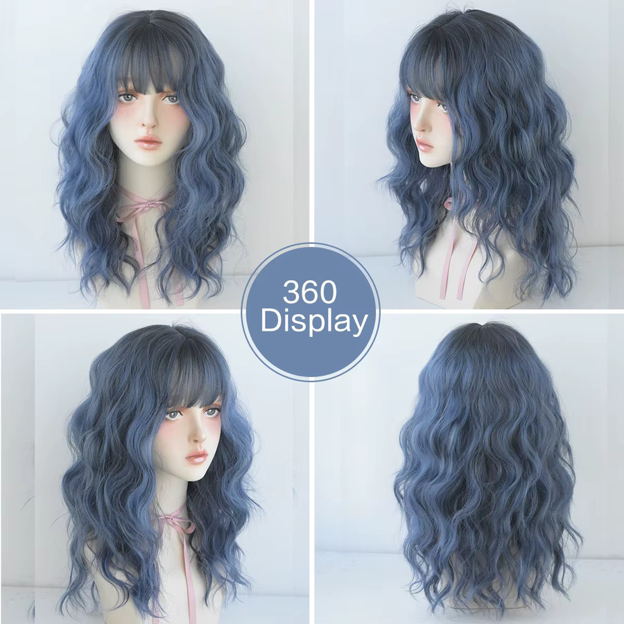 7JHH WIGS Wasserwellen-Perücke, Blau, Synthetisch, Damen - Bild 4