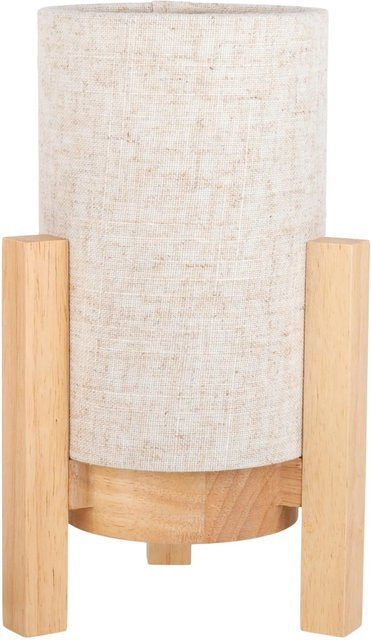 Näve Madita LED-Akkutischleuchte aus Holz und Leinen in Natur/Beige, dimmbar, Durchmesser: 16,2 cm, Höhe: 25 cm - Bild 1