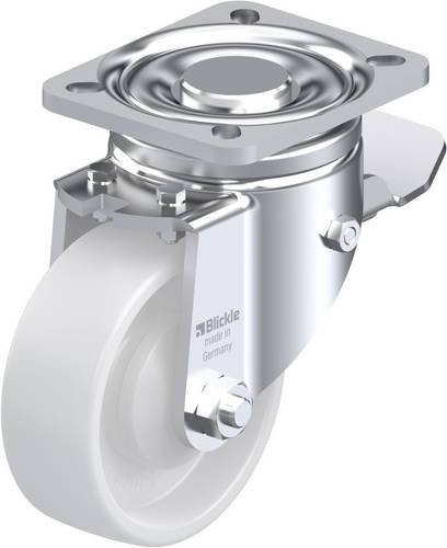 Blickle Lenkrolle 621839 LH-PO 100KA-1-ST mit Feststeller, Rad-Durchmesser: 100 mm, Tragfähigkeit: 280 kg, Farbe: Weiß - Bild 1