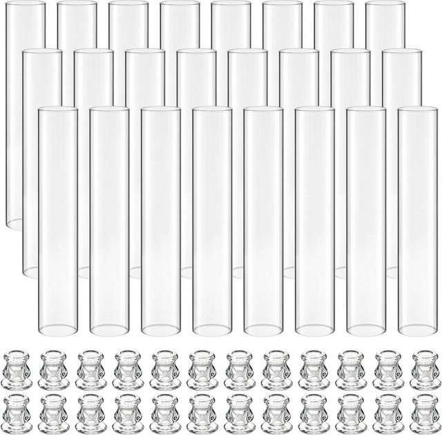 24er Set Hurrikan-Kerzenhalter aus Borosilikatglas in Transparent, Durchmesser: 6,5 cm, Höhe: 35 cm - Bild 1