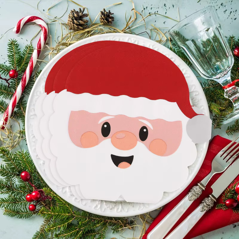 ZQNYCY Einweg-Papierservietten mit Weihnachtsmann-Motiv in Multicolor für deine Weihnachts- und Neujahrs-Partydeko - Bild 2