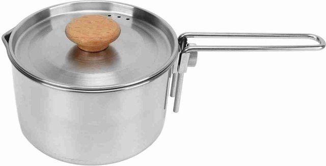 Igeteck Campingtopf aus Edelstahl in Silber mit Klappgriff, 1 l - Bild 1