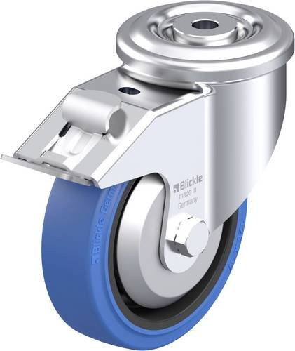 Blickle Stahlblech-Lenkrolle LKR-POEV 125XR-FI-SB-FA in Schwarz und Blau mit 125 mm Rad-Durchmesser und 250 kg Tragfähigkeit - Bild 1