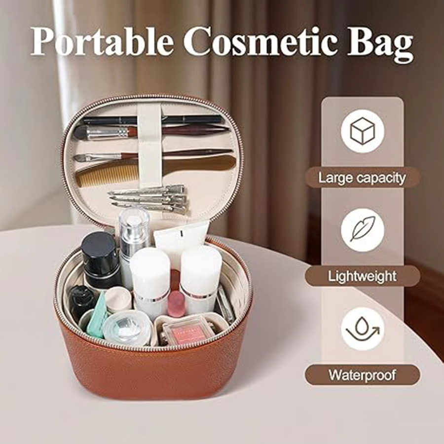 CEXIKA Kosmetiktasche für Damen, PU-Leder, mit Reißverschluss und Griff - Bild 2