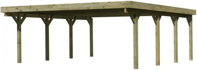 Karibu Doppelcarport Classic 2 mit Stahl-Dacheindeckung, Farbe: grün, B/T: 563 x 586 cm - Bild 3