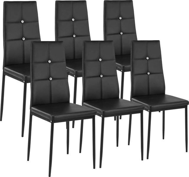 tectake Set Esszimmerstuhl Julien, 6er Set, gepolstert mit Kunstlederbezug und Glitzersteinen, Schwarz, B/T/H: 40 x 42 x 97 cm - Bild 2