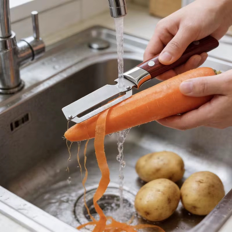 ALLWIN HOUSEWARE W Gemüseschäler-Set aus Edelstahl in Braun mit rutschfestem Griff, multifunktionaler Obst- und Kartoffelschäler für deine Küche - Bild 3