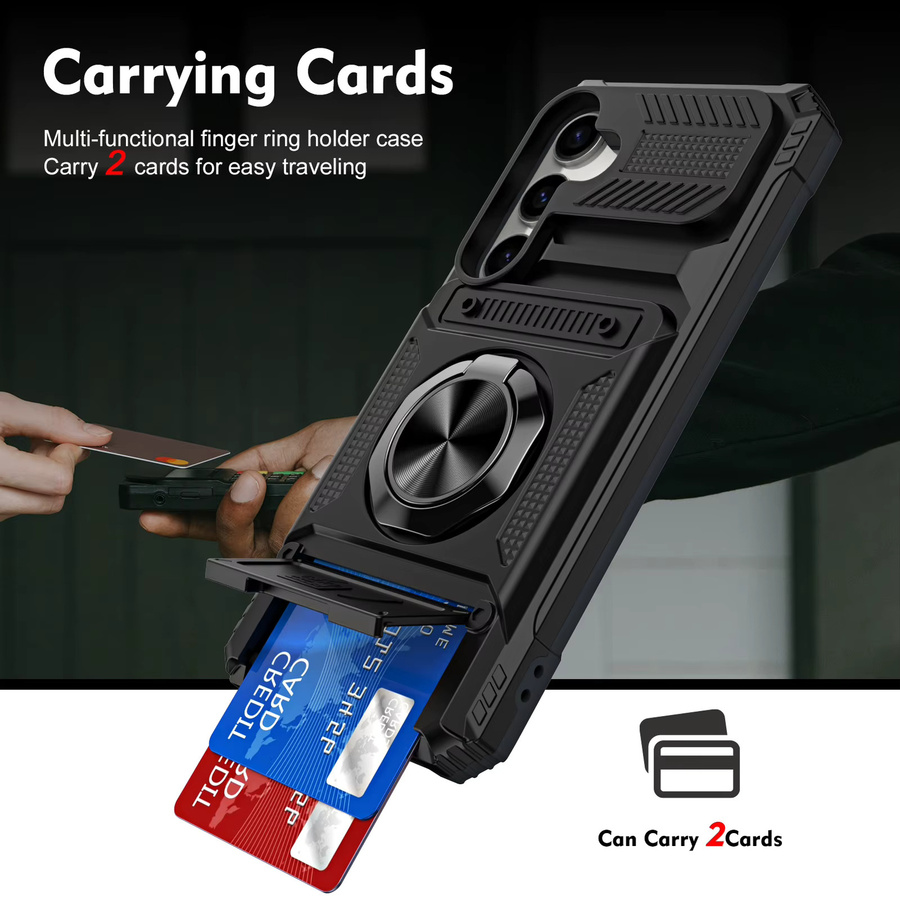 Magnetische rotierende Ringhalterung mit Kartentasche als Anti-Drop-Telefonhülle für Samsung Galaxy A56 A55 A36 A35 A26 A25 A16 A15 A14 in Gold oder Schwarz - Bild 4