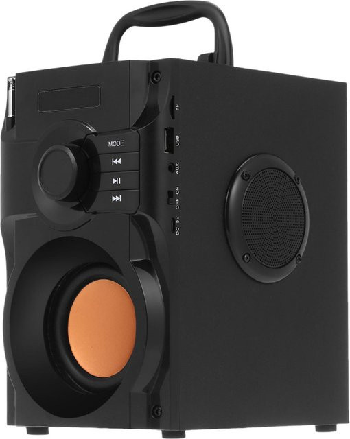 Andoer Big Power Kabelloser Bluetooth-Lautsprecher mit Stereo-Subwoofer, schwerem Bass, LCD-Display und FM in Schwarz - Bild 1