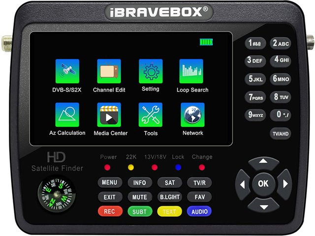 iBRAVEBOX V10 Finder Max+ HD Satelliten-TV-Signalfinder DVB-S2/S2X Digitales Handsignalmessgerät mit 4,3 Zoll LCD in Schwarz - Bild 1