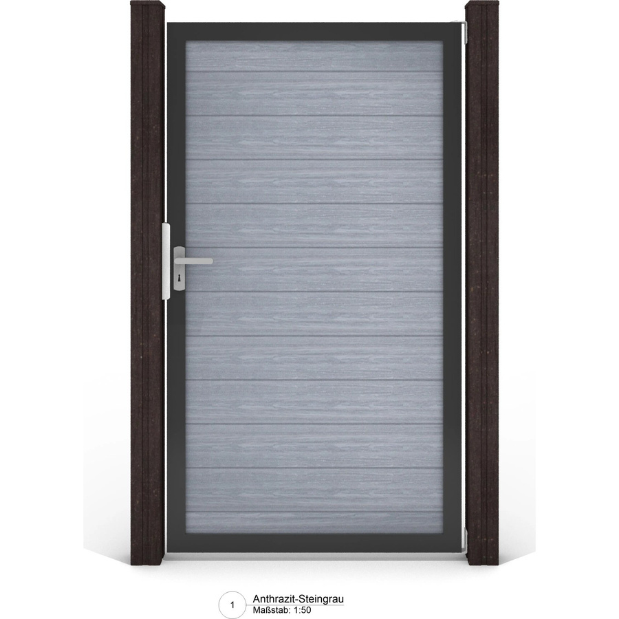 GroJa Solid Steckzaun Tor Universal-DIN in Steingrau, Breite: 100 cm, Höhe: 180 cm - Bild 2