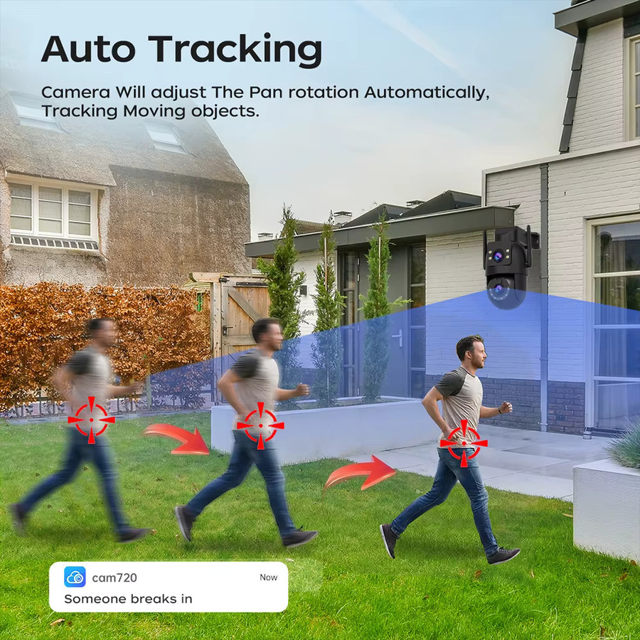 Jooah 4K 8MP Außenüberwachungskamera mit Doppellinse, 5G WLAN IP HD, Vollfarbige Nachtsicht CCTV Heimsicherheitskamera in Schwarz - Bild 4